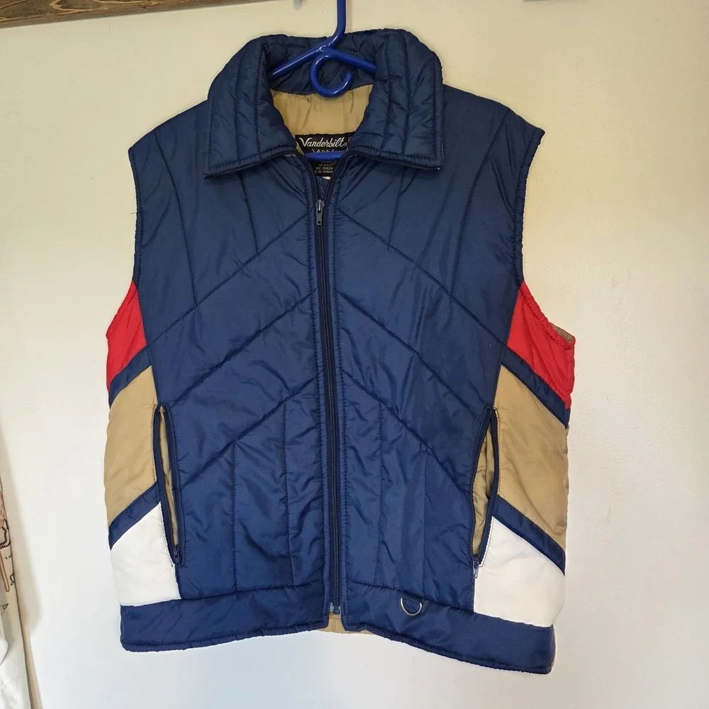 Vanderbilt Mark Of Excellence Vintage Puffer Vest Large Color Block Ski